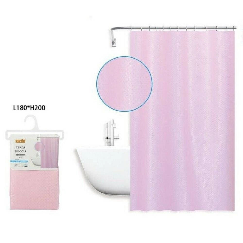 Trade Shop - Tenda Doccia Antimuffa Impermeabil 180x200cm Con Anelli Rosa Texture Rombi 59823 -