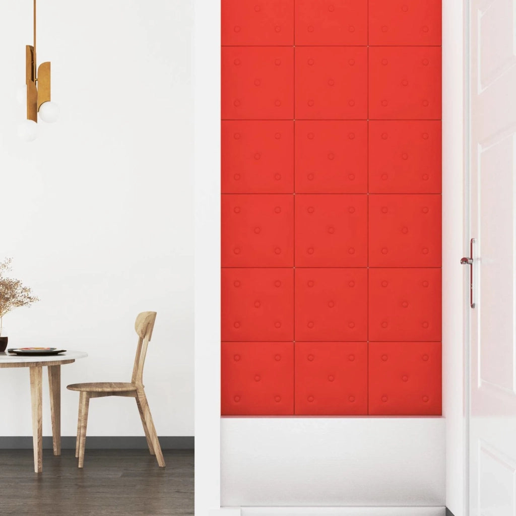 Testiera da Parete 12 pcs Rosso 30 x 30 cm Pelle Sintetica 42046511