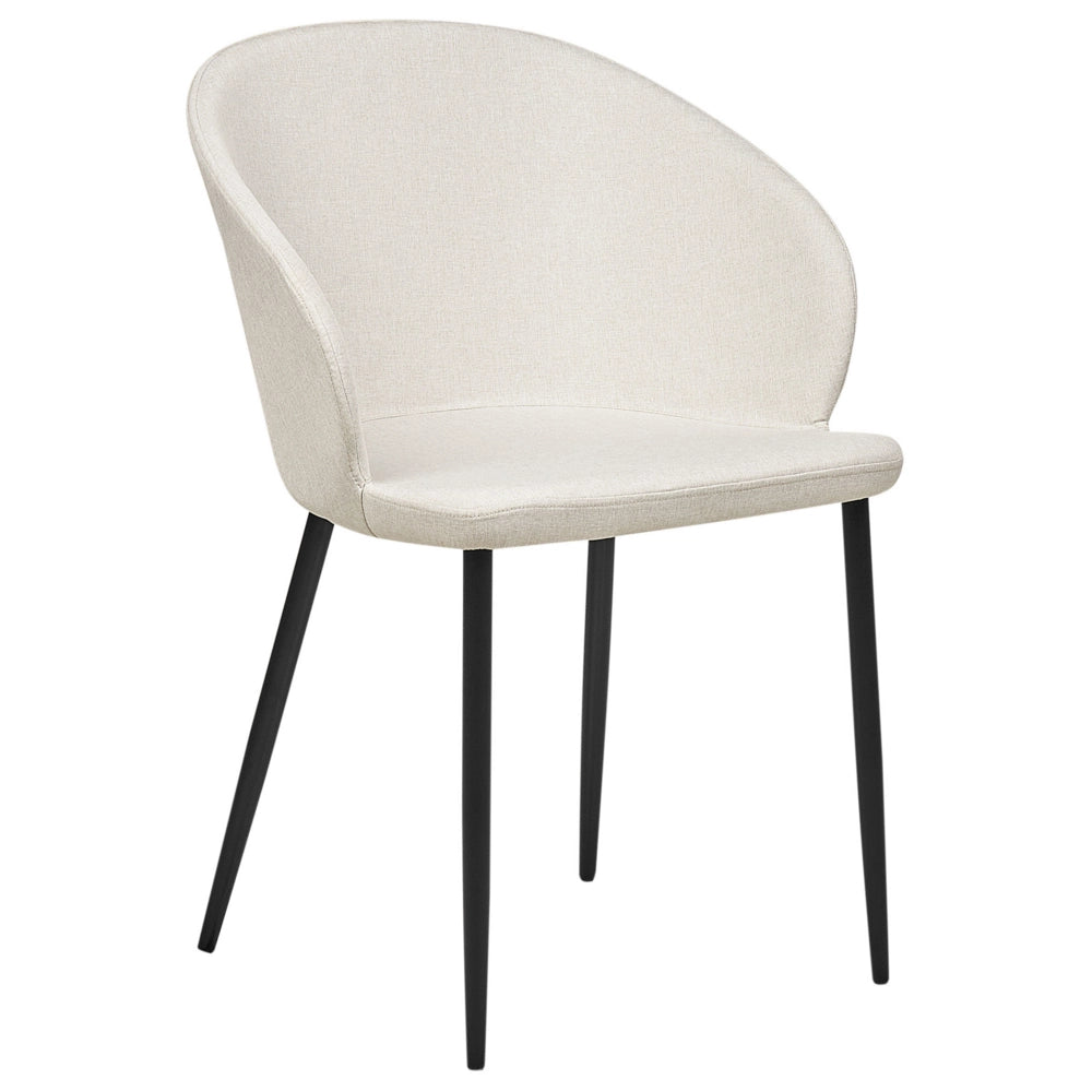 Set di 2 sedie da pranzo in tessuto beige chiaro imbottito con gambe nere Stile retrò Mobili per il soggiorno