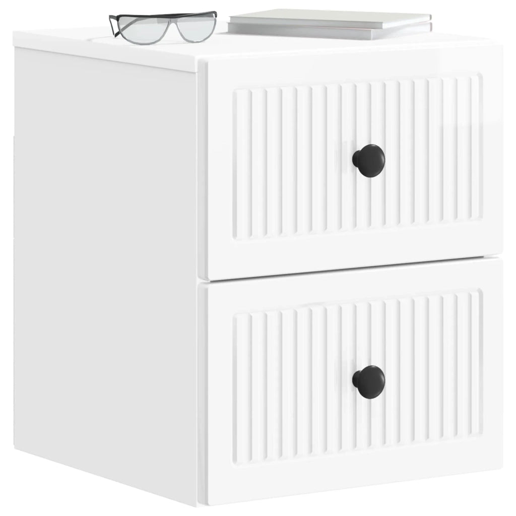 Mobiletto da notte a muro 2 pcs Bianco Lucido 33 x 34,5 x 40 cm