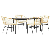 Set da Pranzo da Giardino 5pz | Set Salotto da Giardino con Cuscini Polyrattan Vetro