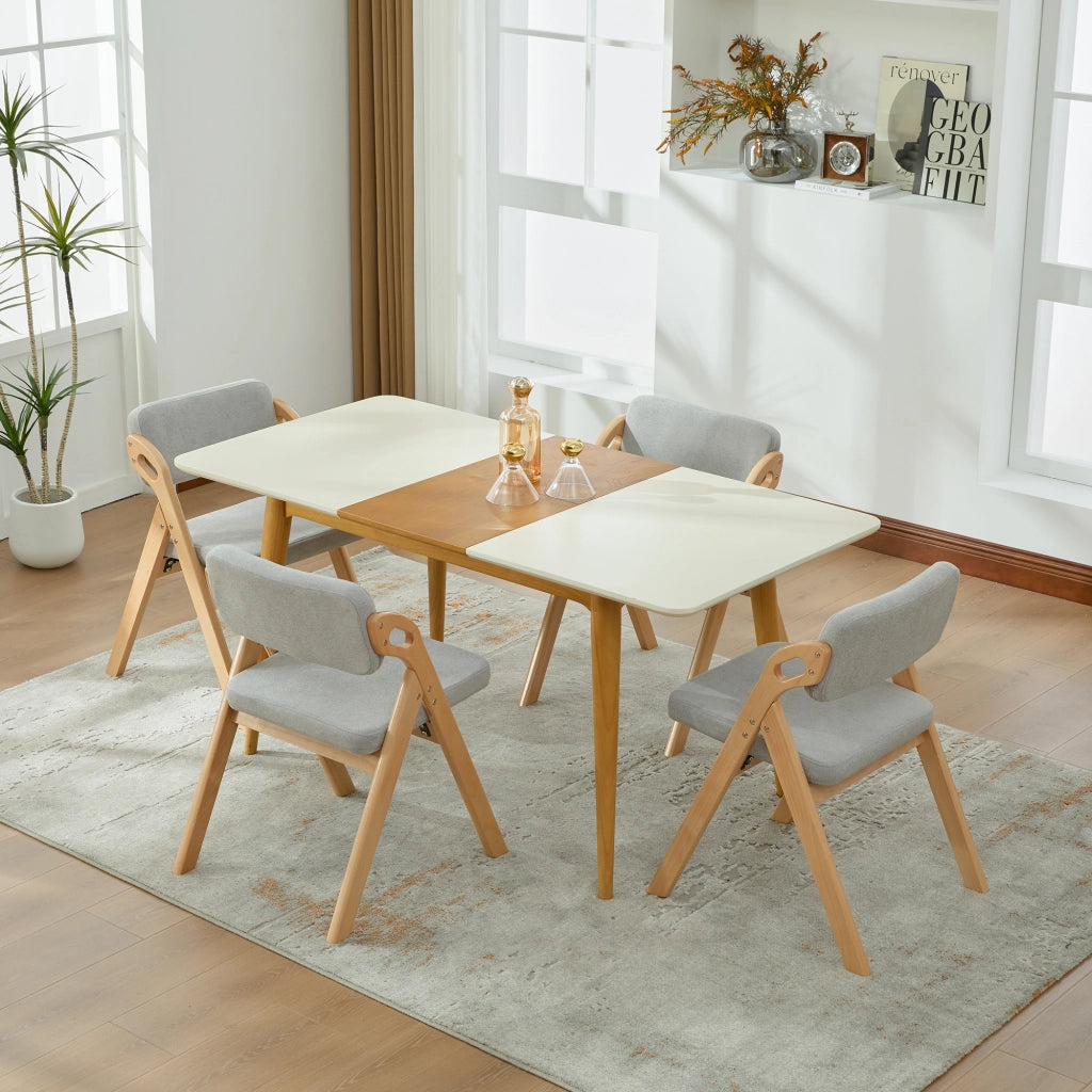 SEDIA Pieghevole imbottita in legno di faggio grigio Set da 4 pezzi