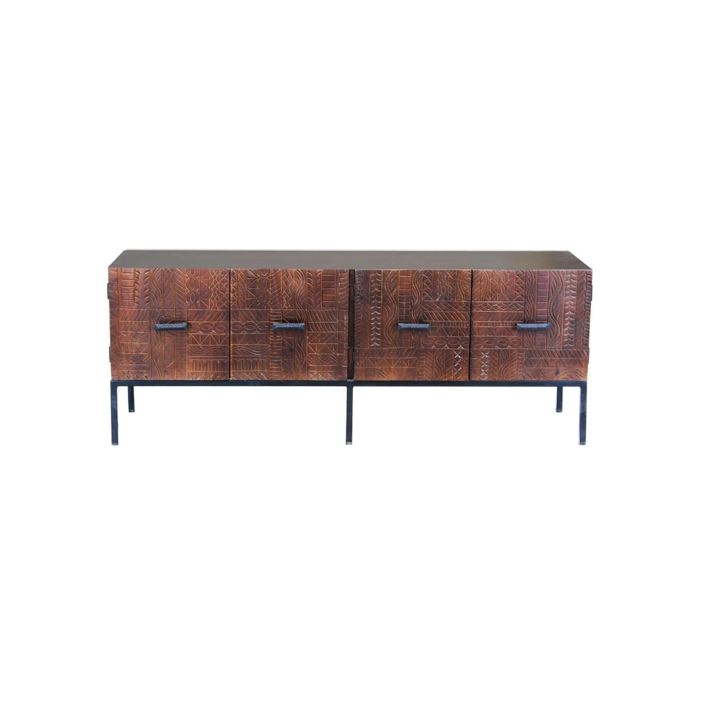 Porta tv con decoro 4 ante in Legno Metallo cm 150x40x55 - LUDO
