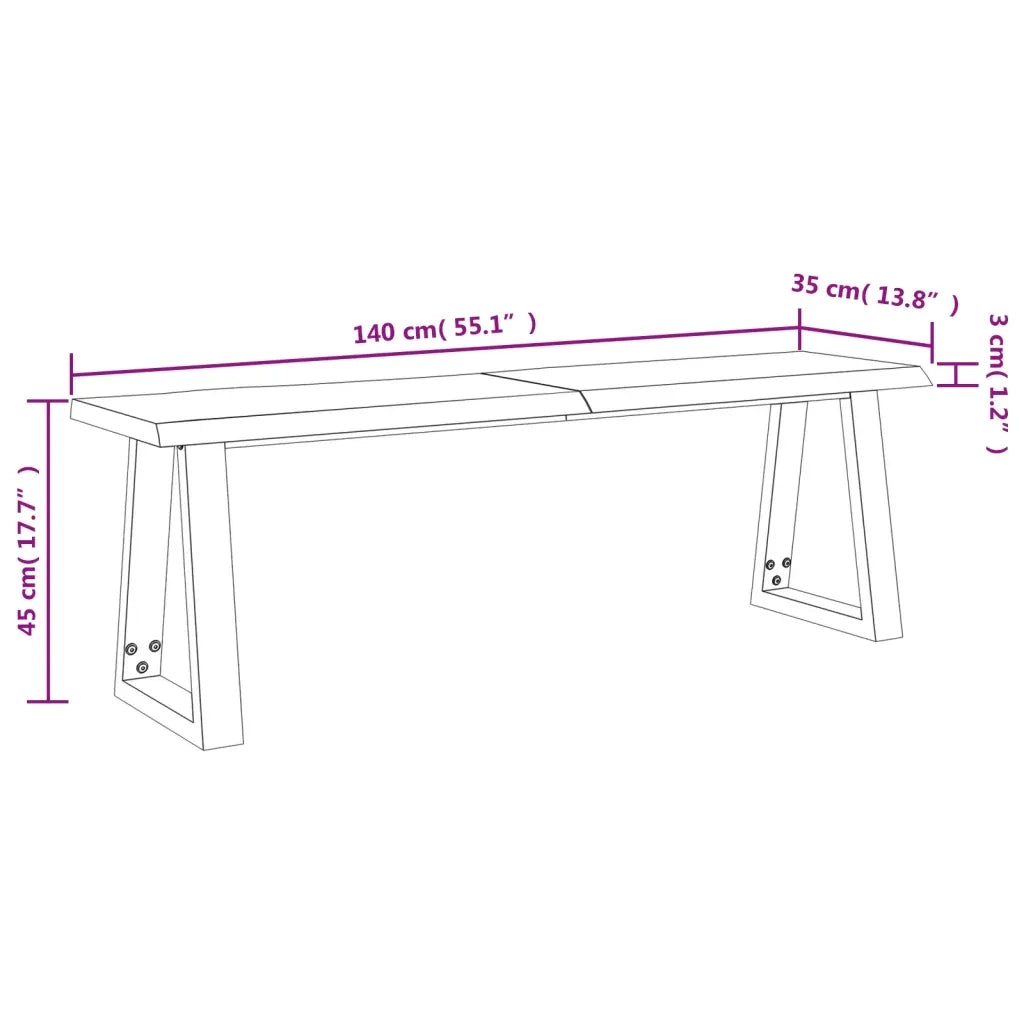 Panca con Bordi Vivi 140 cm in Legno Massello di Acacia 353294