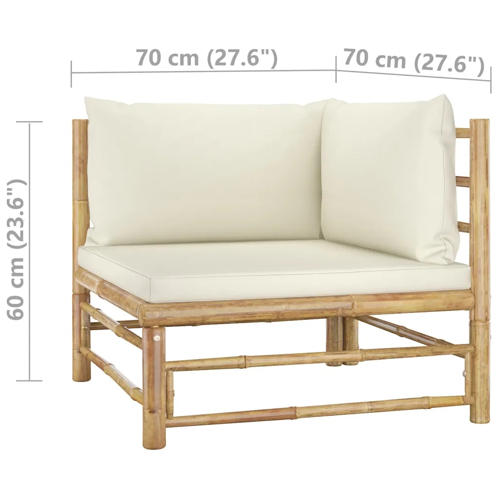 Set Divani da Giardino 6 pz con Cuscini Bianco Crema in BambÃ¹ cod mxl 51545
