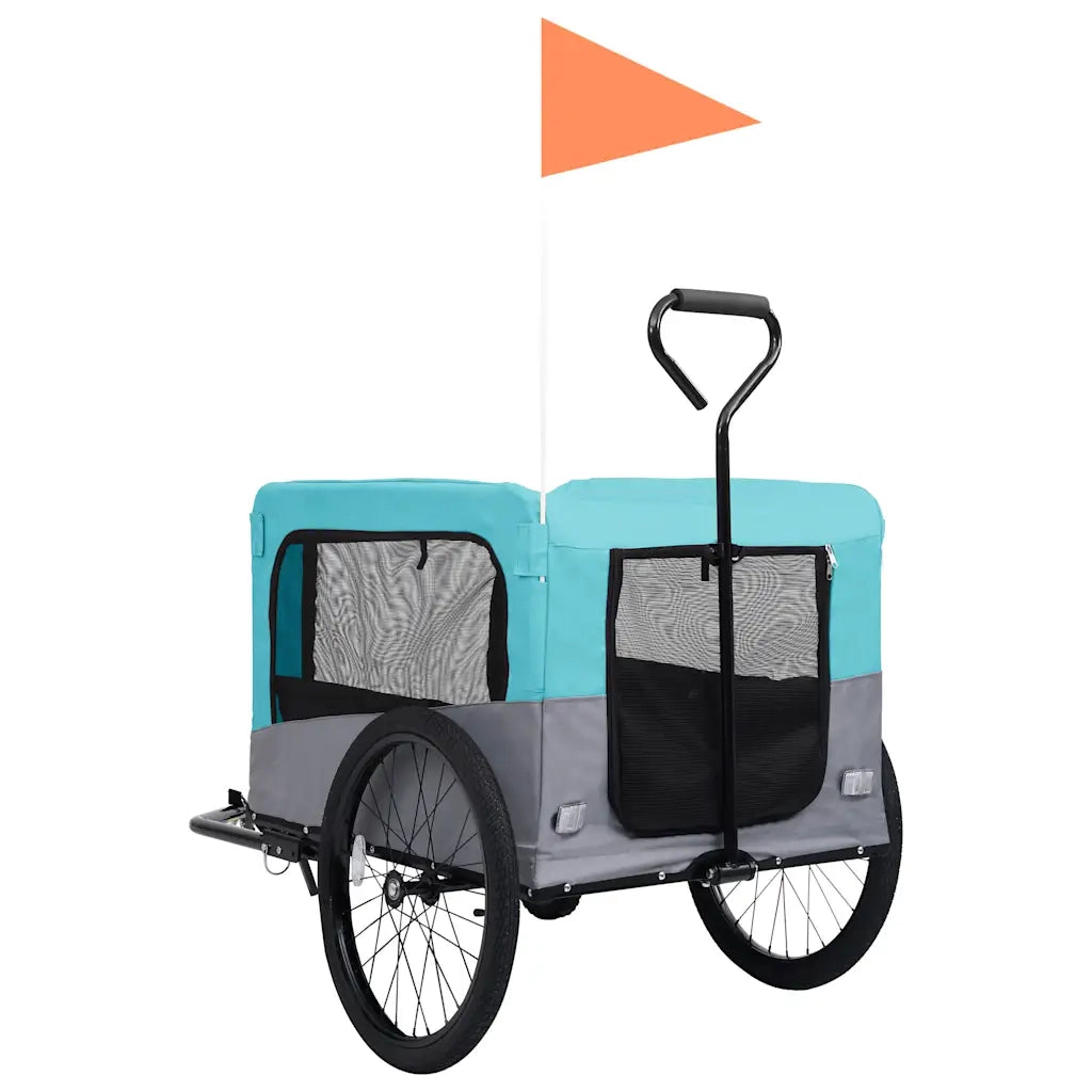 Rimorchio Bici per Animali Carrello Jogging 2in1 Blu e Grigio 92441