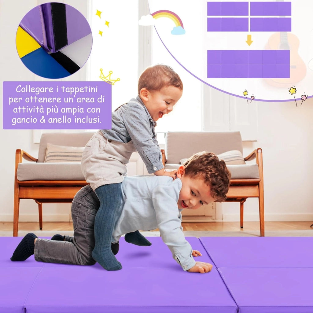 Tappetino da Yoga Spesso, Tappetino Fitness Pieghevole e Portatile con Imbottitura in EPE, Cerniera e Maniglie, Materassino Allenamento da Casa e Palestra,180 x 60 x 5 cm