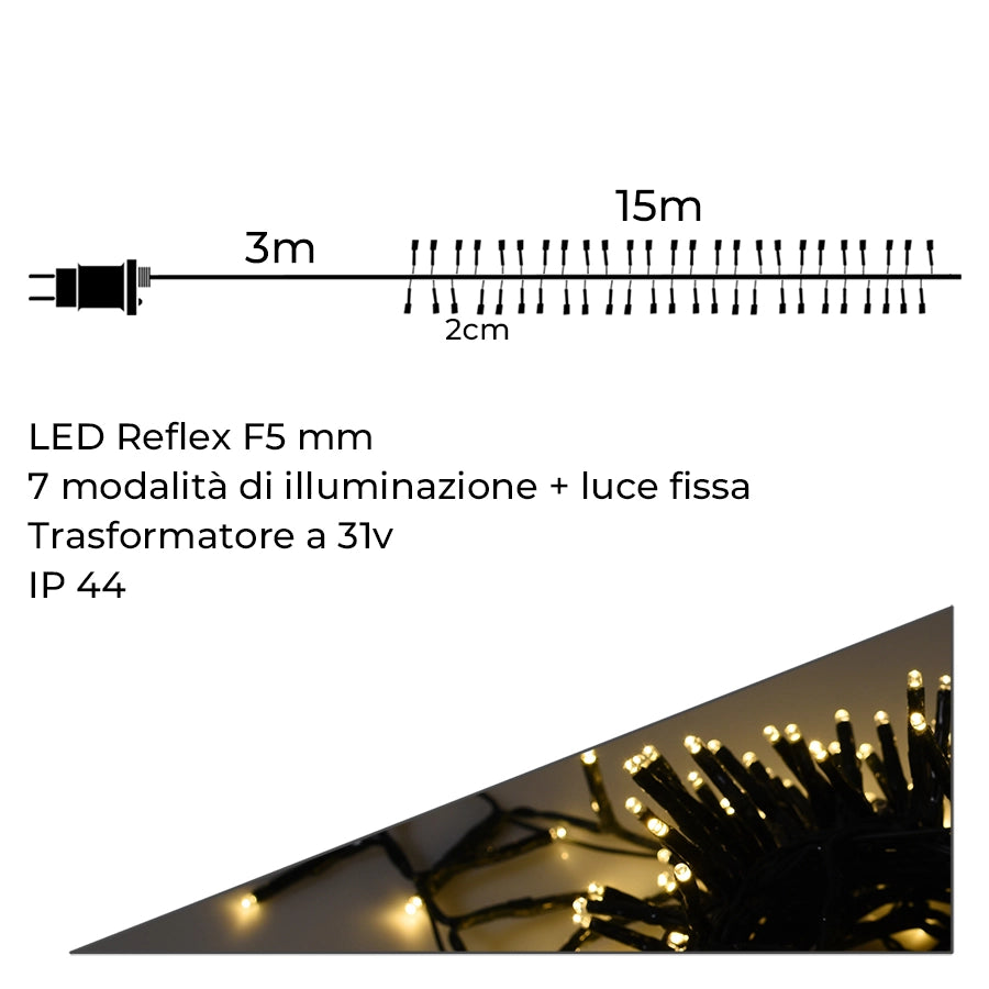 CATENA LUMINOSA MILLEPIEDI 750 LED A LUCE CALDA - IDEALE PER DECORAZIONI NATALIZIE E GIARDINI