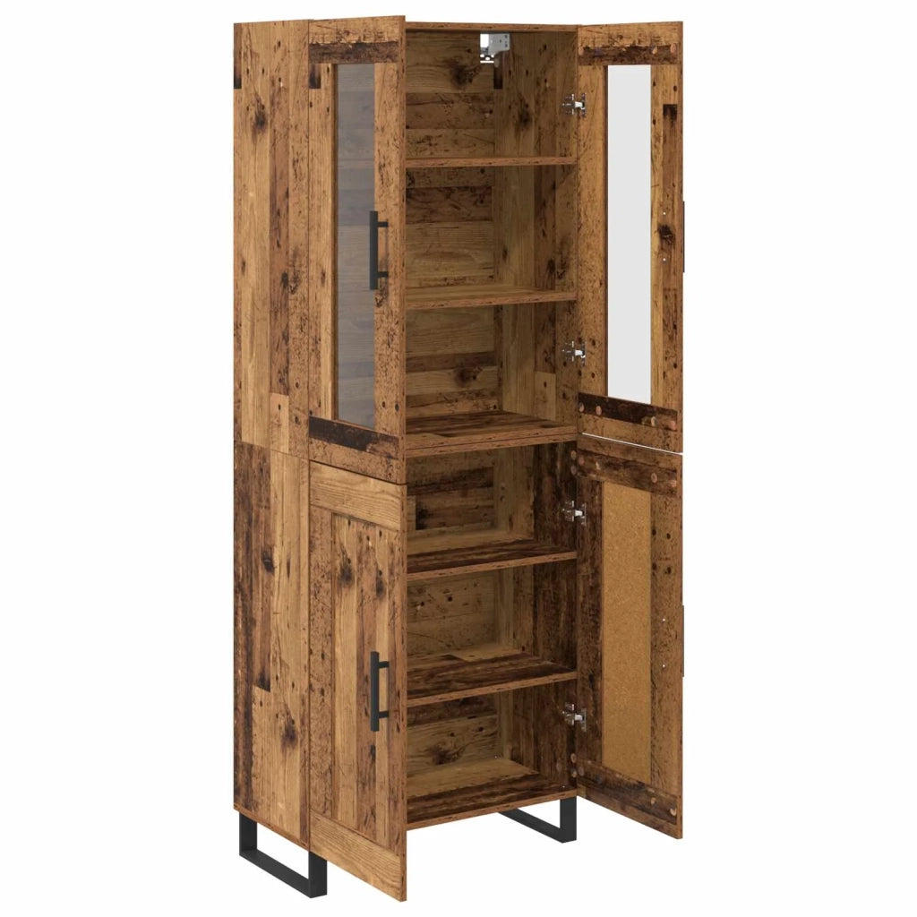 Credenza 2 pz-Set di 2 Buffet-Armadio da cucina Legno vecchio Legno Stratificato e Vetro 855750