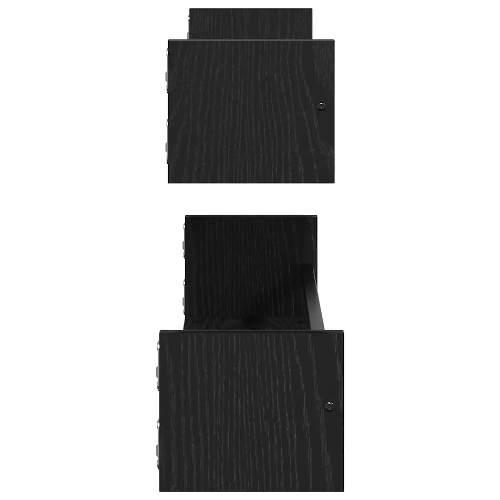 Scaffale da parete 2 pcs Rovere Nero 80 x 16 x 14 cm 869087