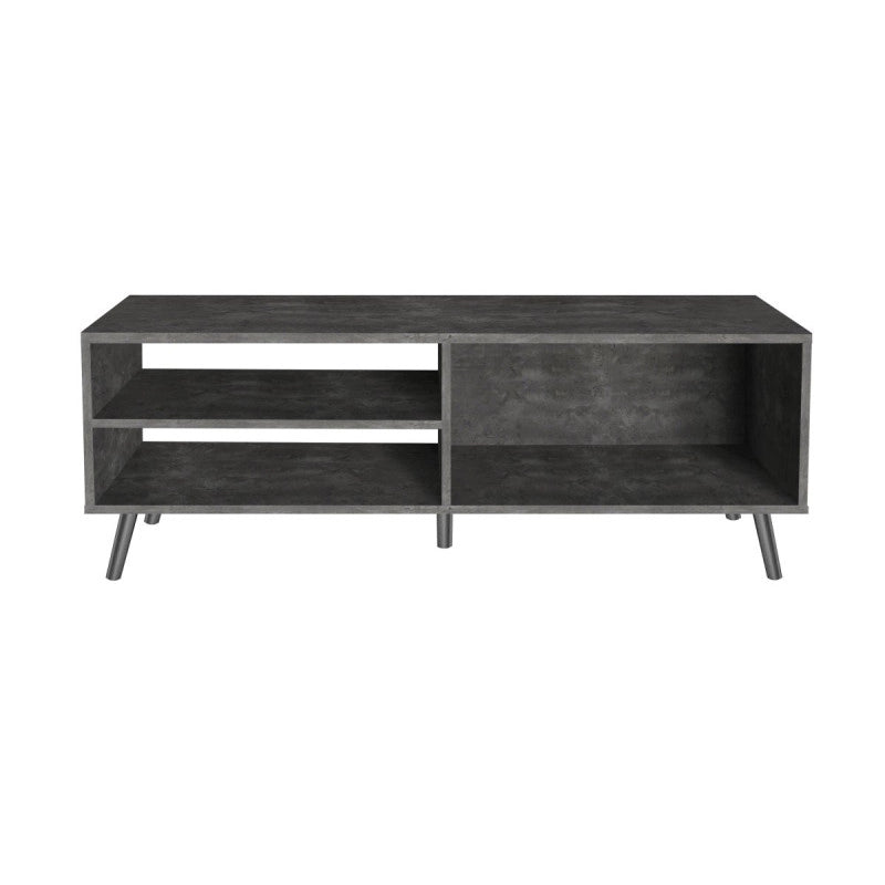 Porta Tv Con 3 Vani A Giorno Legno Cemento 120x38x45
