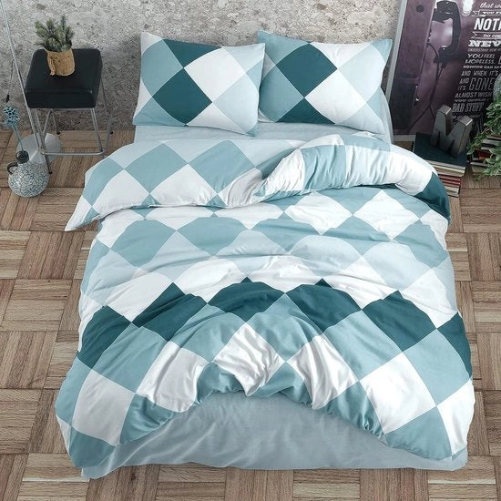 Set di coperte per letto, 155 x 220 cm, azzurro turquesa, set di coperte per letto ademend, renforzato con 1 coperta da letto di 155 x 220 cm e 1 cuscino coprente di 80 x 80 cm, azzurro turquesa