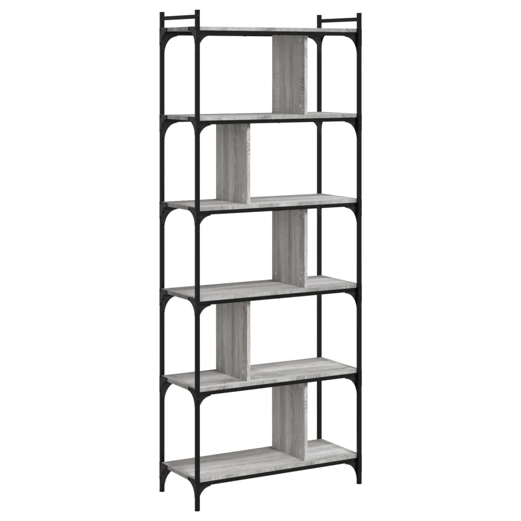 Libreria-Scaffale per Libri-Mobile di Stoccaggio Grigio Sonoma 6 Ripiani 76x32x192 cm Legno Multistrato