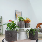 SET VASI PORTAPIANTE 4 PEZZI Ø37/31/24,5/17,5 cm CERAMICA GRIGIO