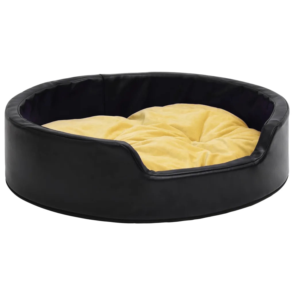 Lettino per Cani Nero e Giallo 99x89x21 cm Peluche e Similpelle 171288