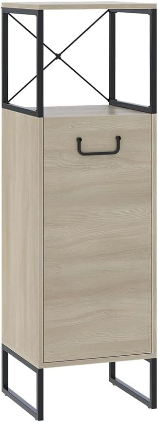 Mobile a specchio per il bagno Vionna, Quercia/nero, 80 x 71.5 cm con luce LED, con ripiano interno regolabile in altezza per un utilizzo flessibile