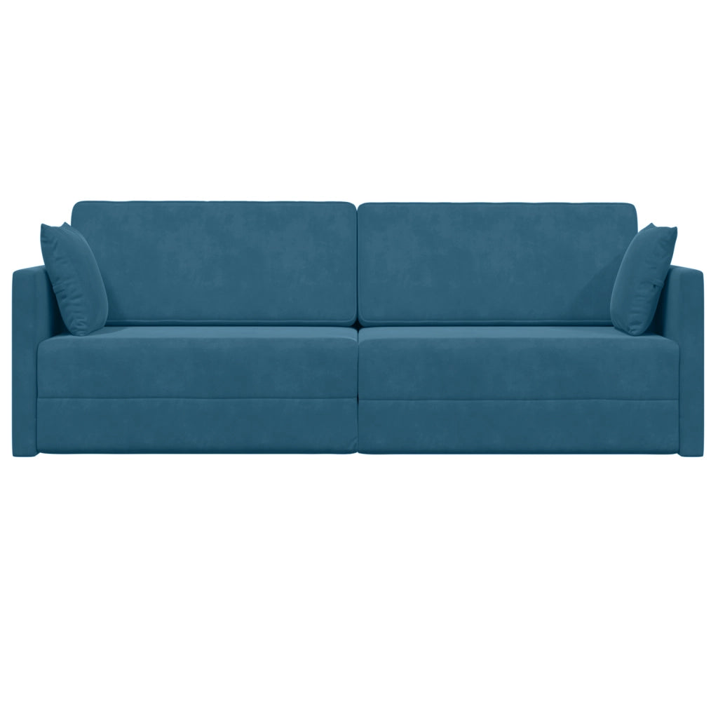 Divano Letto 2-in-1 Blu 213x144x60 cm Velluto