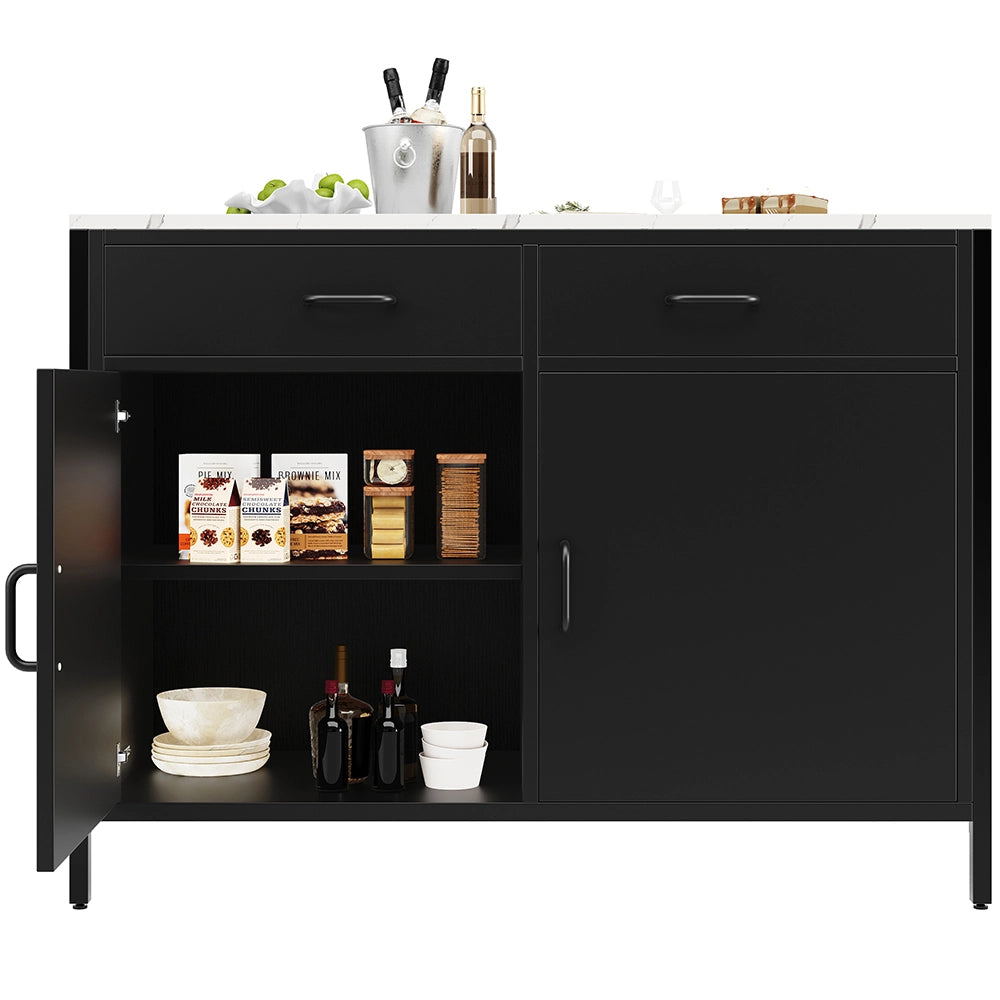 Tavolo Cucina - Xylo - 105??39??102 cm - Piano Marmo Nero Piedi Regolabili