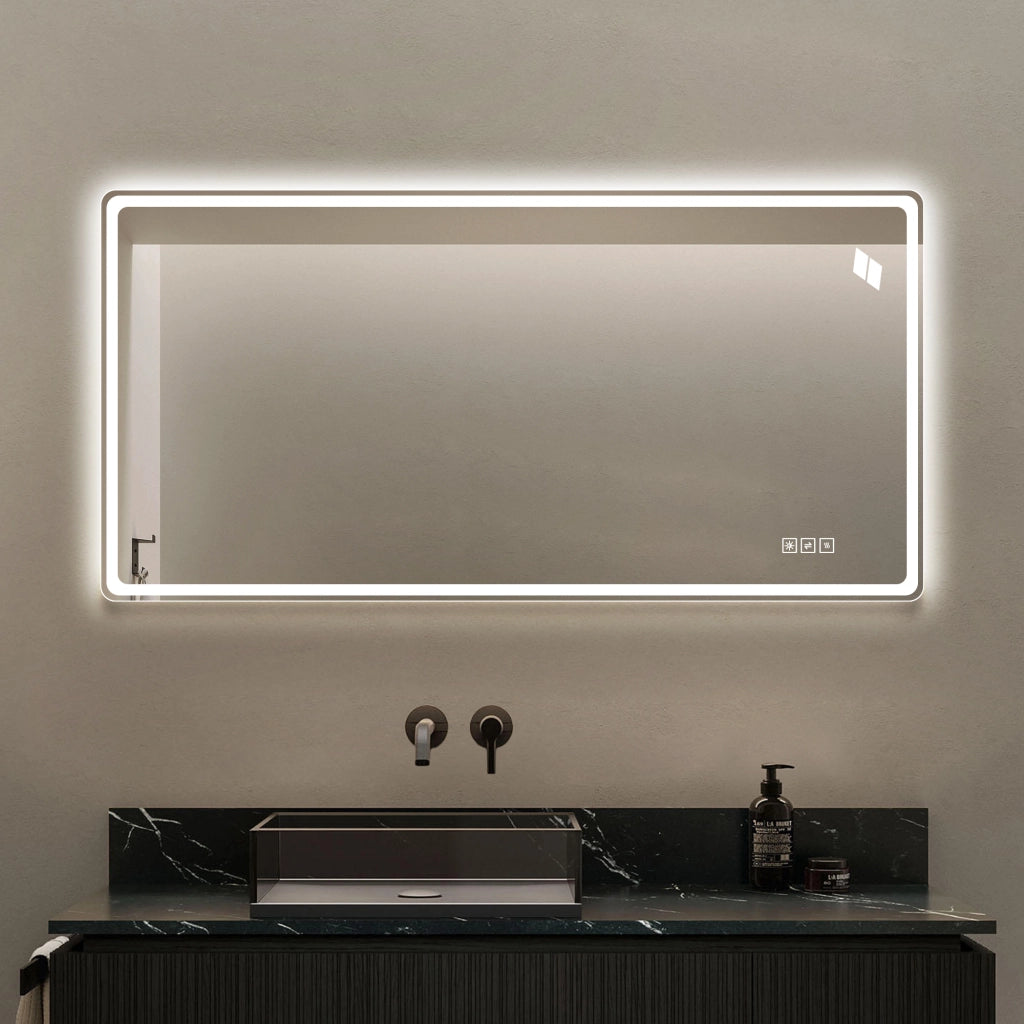 SPECCHIO DA BAGNO LED 60x120 cm Senza Cornice Argento Vetro e Metallo