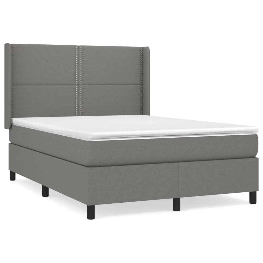 Giroletto a Molle con Materasso Grigio Scuro 140x190 cm Tessuto 3131346