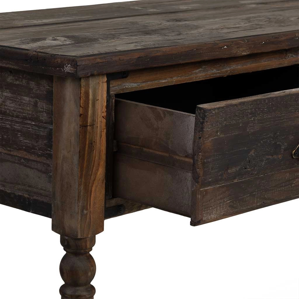 Mobile da ingresso in legno invecchiato con 3 cassetti e 1 ripiano 184,5x50x86,8