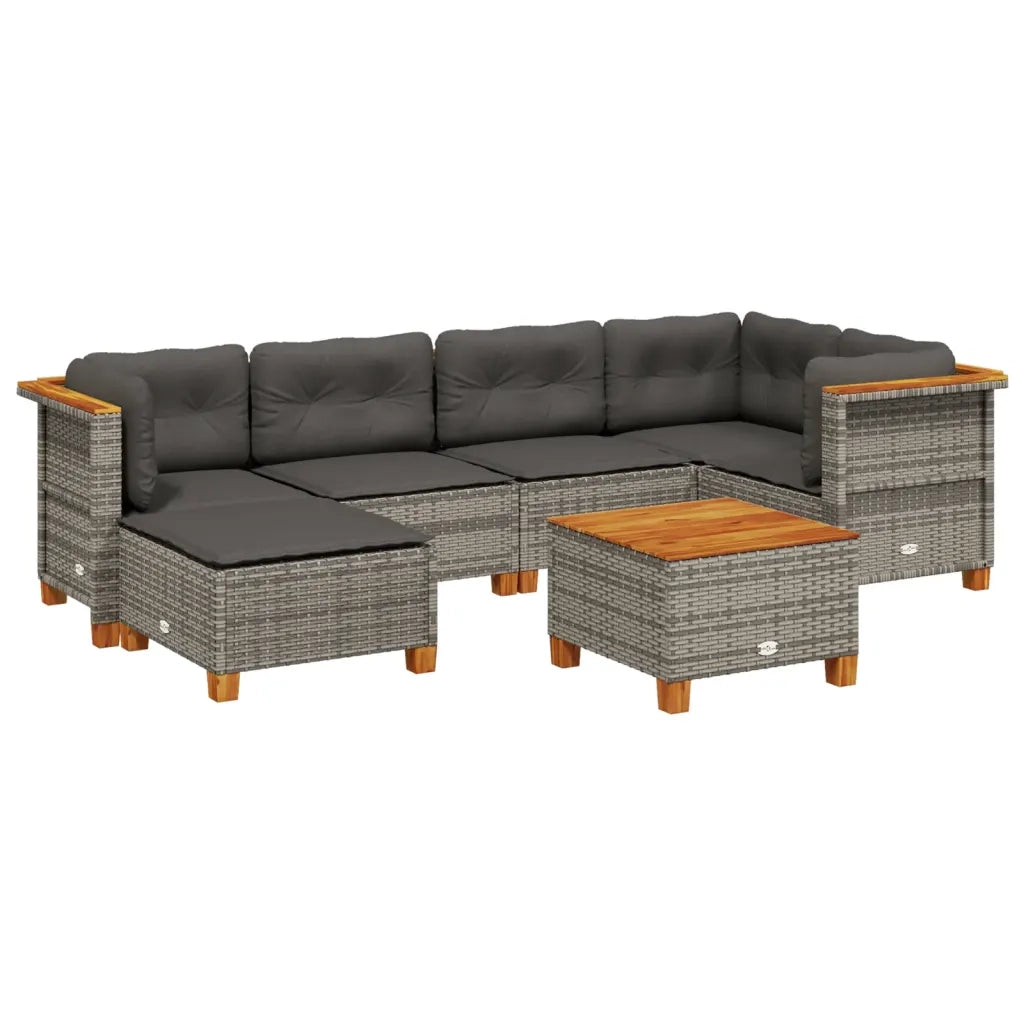 Set Divani da Giardino 7 pz con Cuscini Grigio in Polyrattan 3261918
