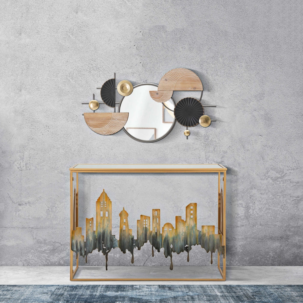 Elda, Consolle un Ripiano, 110x39x81h cm oro