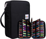 Etui per Pennarelli Grande Capacità - Impermeabile - Zaino per Pennarelli - Etui con Cerniera - Maniglia - 72 Tasche per 220 Pennarelli