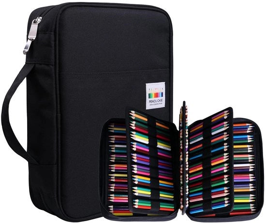 Etui per Pennarelli Grande Capacità - Impermeabile - Zaino per Pennarelli - Etui con Cerniera - Maniglia - 72 Tasche per 220 Pennarelli