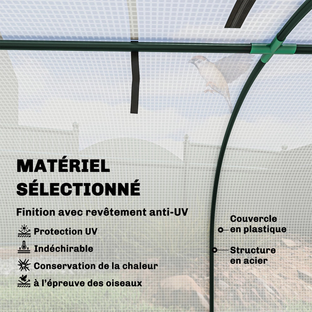 Serra da Giardino Mini per Pomodori ¨C Xylo ¨C Acciaio PE 140g/m2 Anti-UV 3x1x0.8m Bianco