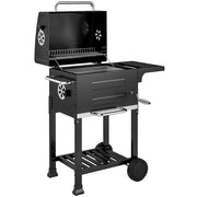 Barbecue a Carbone 75x59x94 cm con Termometro e Griglia di Cottura in Acciaio inox 304 Nero