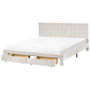 Letto matrimoniale 180 x 200 cm Bianco Sporco Rivestimento in velluto 4ft con cassetti Testiera Base a doghe Moderno