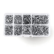 Kit di viti autoallogante 800 pezzi - Assortimento - Testa piatta - Cottura verniciata acciaio inossidabile - Mobili in legno - Scatola ripiegabile