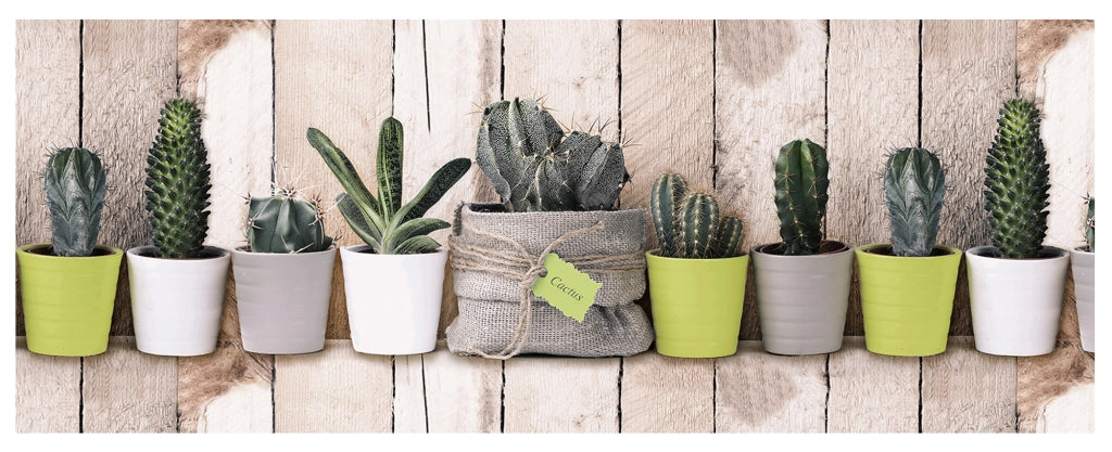 Tappeto passatoia fantasia made in Italy antiscivolo lavabile aderente LegnoCactus - 50x550 cm