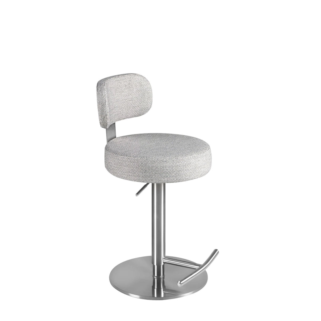 Sgabello girevole in tessuto grigio chiaro screziato