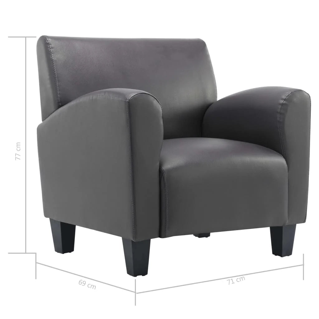 Poltrona sedia poltrona divano club di design soggiorno materiale sintetico grigio 1102207/3