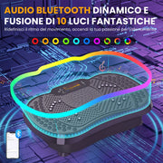 Pedana Vibrante per Fitness Domestico | 200 Livelli, 5 Programmi | Bluetooth | Stabile e Silenziosa | Bande di Resistenza | Max 150 kg