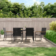 Set da Pranzo da Giardino 7 pz Nero in Textilene e Acciaio 3187036