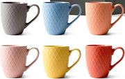 Set di tazze da caffè o tè, 6 pezzi, 400 ml, di alta qualità, grandi tazze con manico ampio, ceramica
