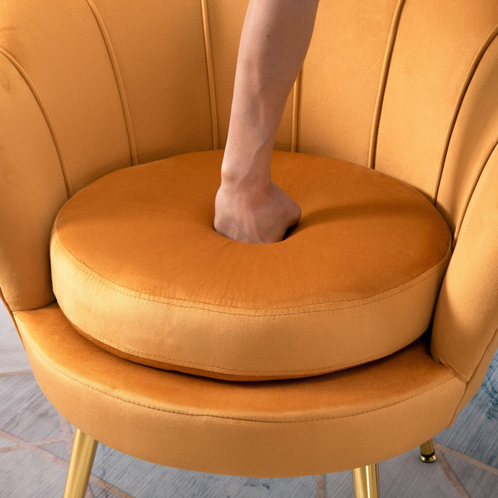 Poltrona Imbottita da Camera 75x63x73 cm in Velluto Giallo