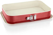 Scheda per forno rettangolare - versatile e stile - 1 pezzo - crema e rosso - acciaio di carbonio