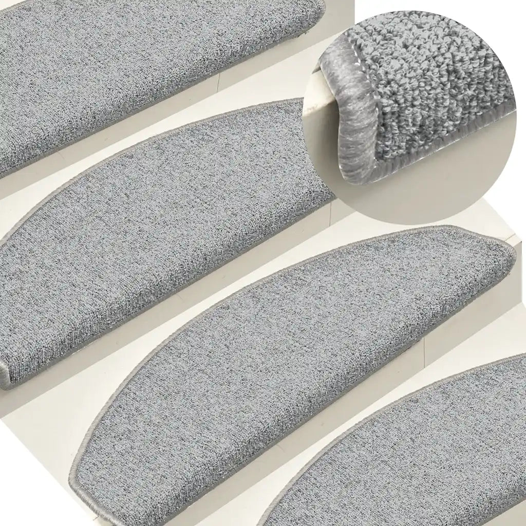 vidaXL Tappetini per scale 30 pz 65x24x4 cm Grigio chiaro Semicircolari Grandi