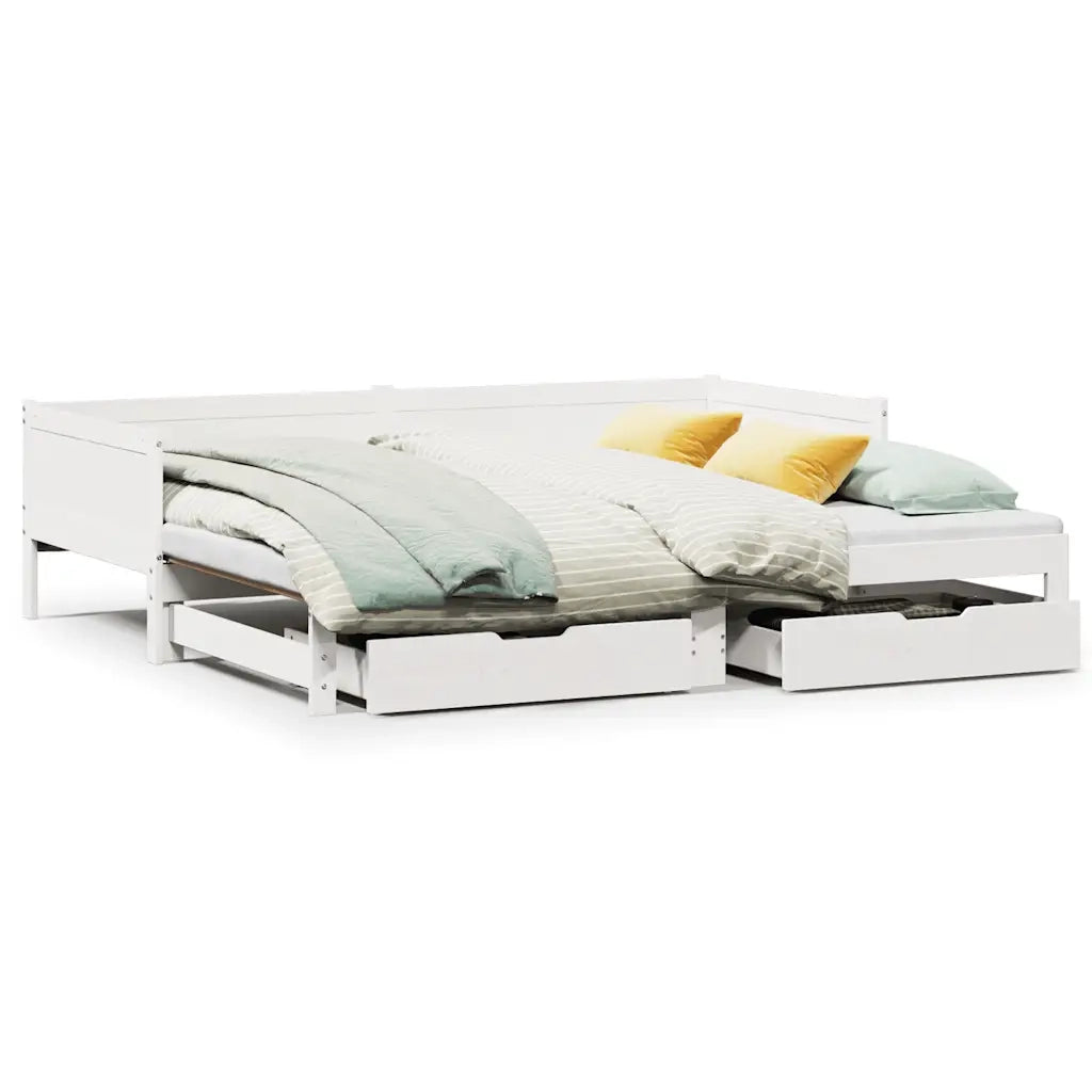 vidaXL Letto Estraibile con Cassetti senza Materasso Bianco 90x190 cm