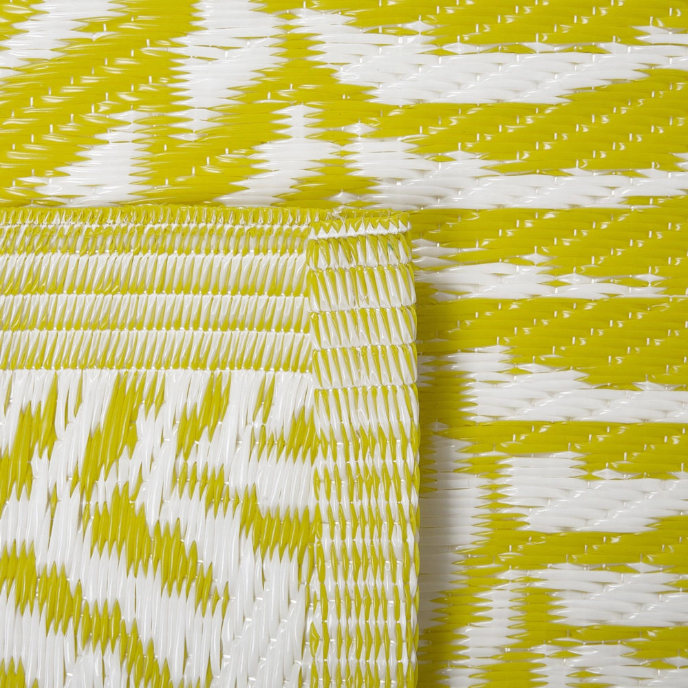 Tappeto per esterno Mat Giallo Sintetico 120 x 180 cm Foglia di Palma Motivo Floreale Eco Friendly Moderno