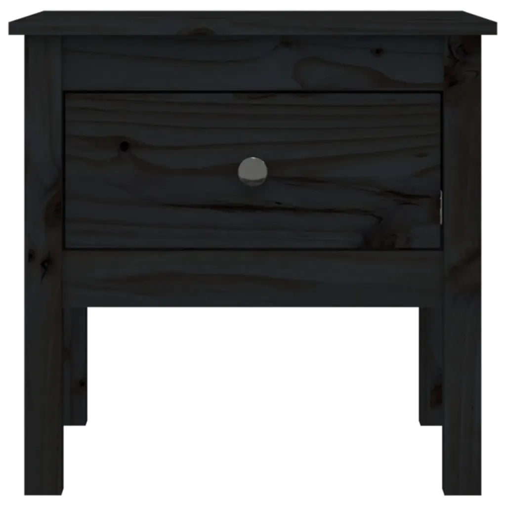 Tavolino | Tavolo laterale Nero 50x50x49 cm Legno Massello di Pino