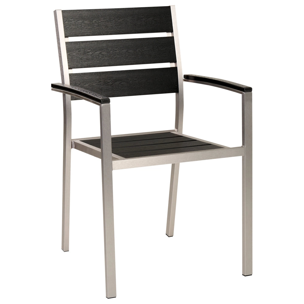 Set da Giardino 6 Sedie Tavolo Rettangolare Nero e Argento in Alluminio Anodizzato
