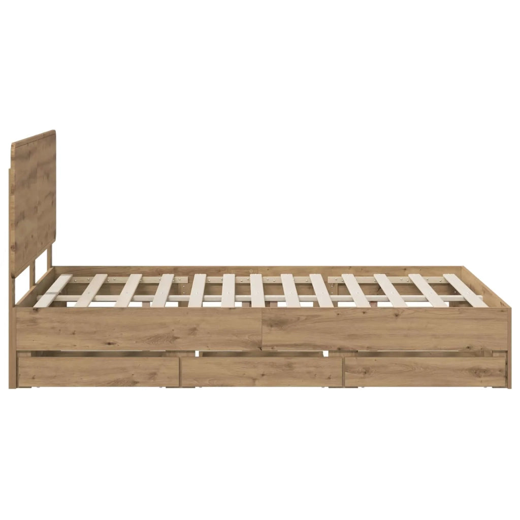 Bed Frame with Storage and Headboard Artisan Oak 120 x 200 cm 3445806