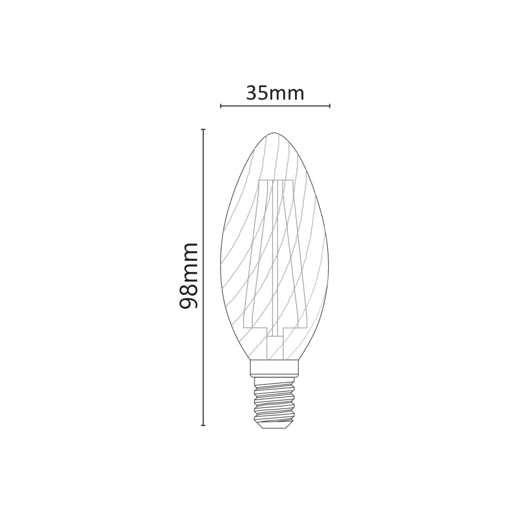 Alcapower Lampadina LED Tortiglione C37 Vetro Frost 4W 510lm 3000K Attacco E14 Luce Calda Effetto Diffuso Classe Energetica E Design Elegante