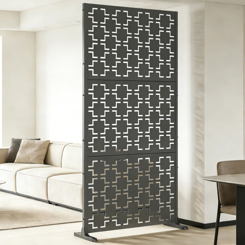 Pannello Divisorio Basciano Struttura Traforata in Acciaio 180 x 90 cm - Grigio Antracite casa.pro