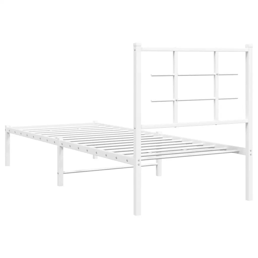 Letto singolo | Letto per adulti | Giroletto con Testiera Metallo Bianco 80x200 cm